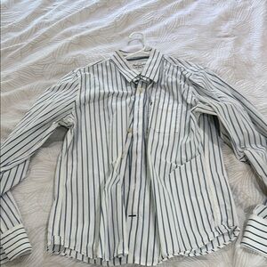 Abercrombie & Fitch Men's Striped Blue and White Shirt, XXL